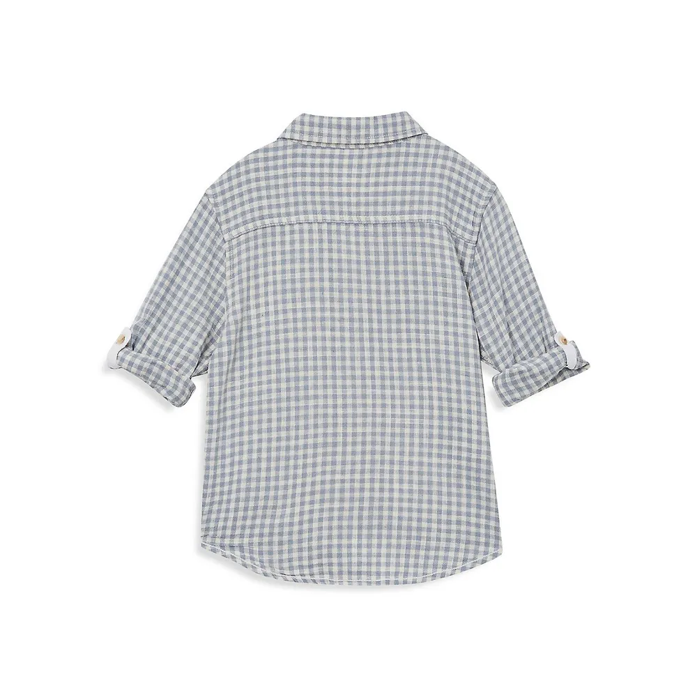 Little Boy's Gingham Convertible Long-Sleeve Shirt