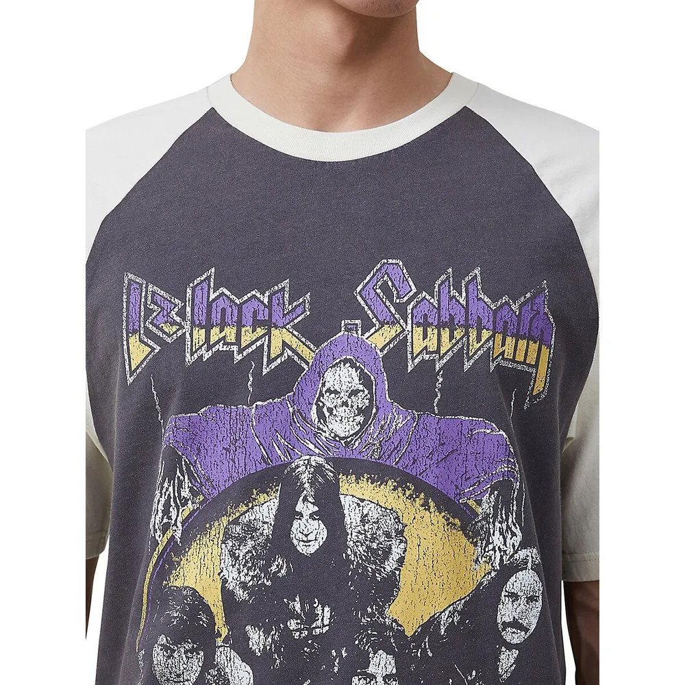 T-shirt à manches raglan et imprimé Black Sabbath