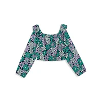 Girl's Claudia Floral-Print Long-Sleeve Top