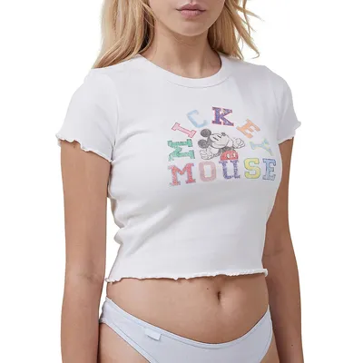 T-shirt de nuit côtelé avec ourlet Mickey Mouse