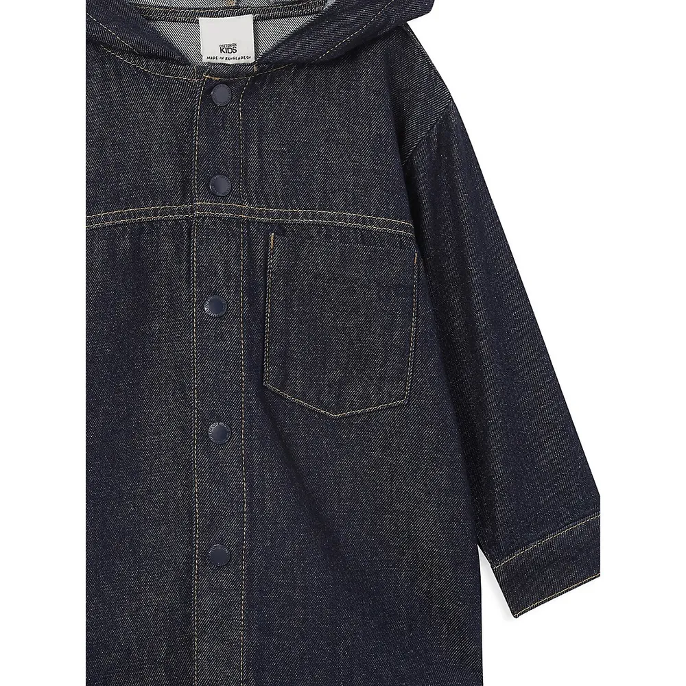 Little Boy's Oversized Fit Hooded Shacket