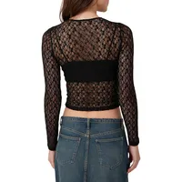 Zoey Lace Long-Sleeve Crop Top