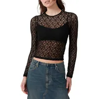 Zoey Lace Long-Sleeve Crop Top