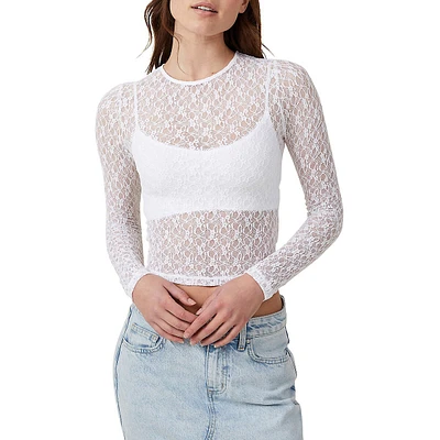 Zoey Lace Long-Sleeve Crop Top