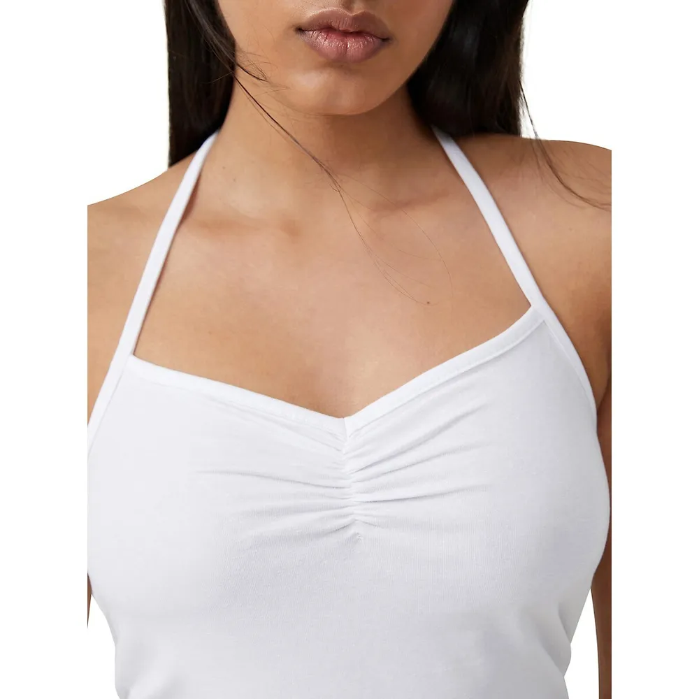 Lola Ruched-Front Halter Top