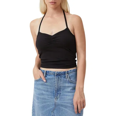 Lola Ruched-Front Halter Top