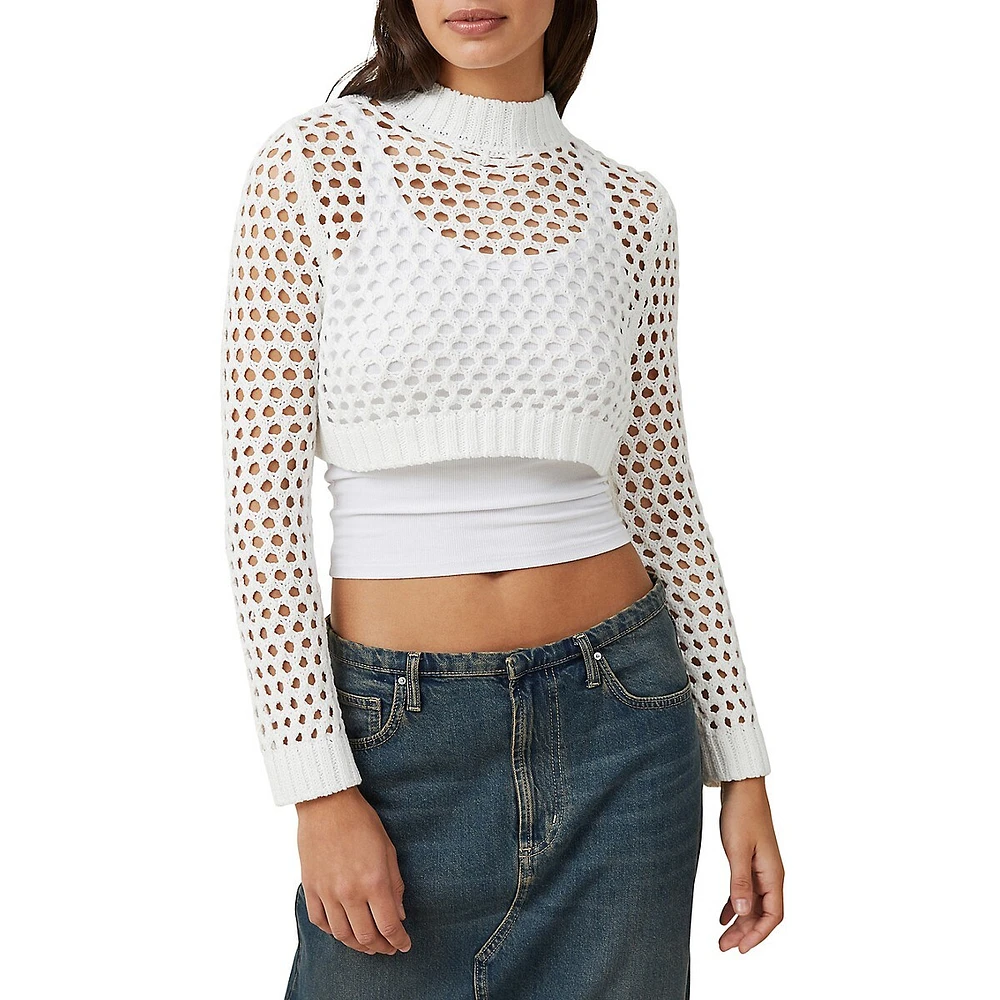 Open Knit Crop Pullover