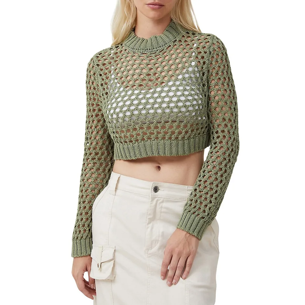 Open Knit Crop Pullover
