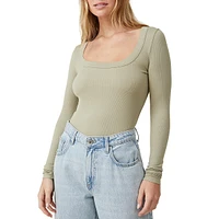 Staple Rib Scoopneck Long-Sleeve Top