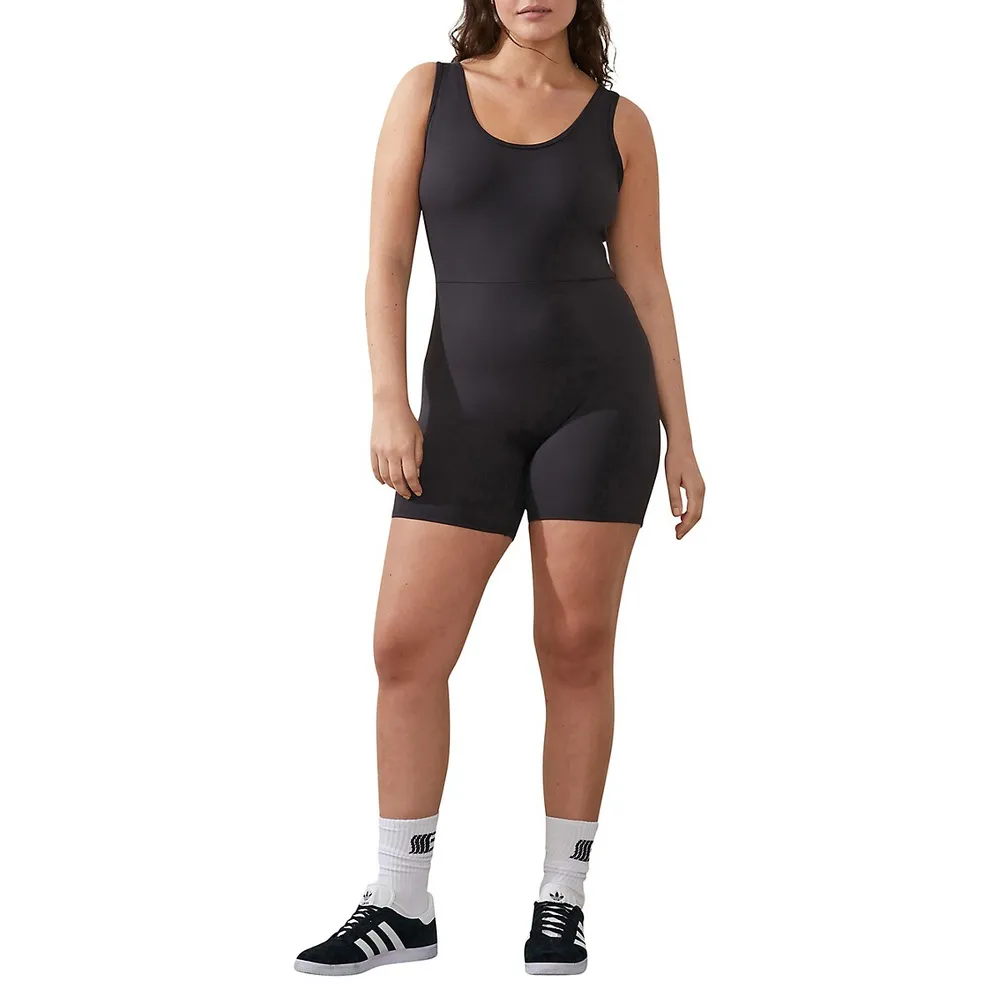 Ultra Soft Strappy-Back Bike Short Romper