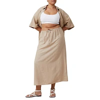 Haven Linen-Blend Drawstring Maxi Skirt