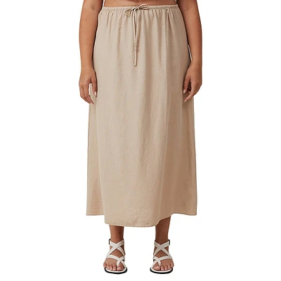 Haven Linen-Blend Drawstring Maxi Skirt