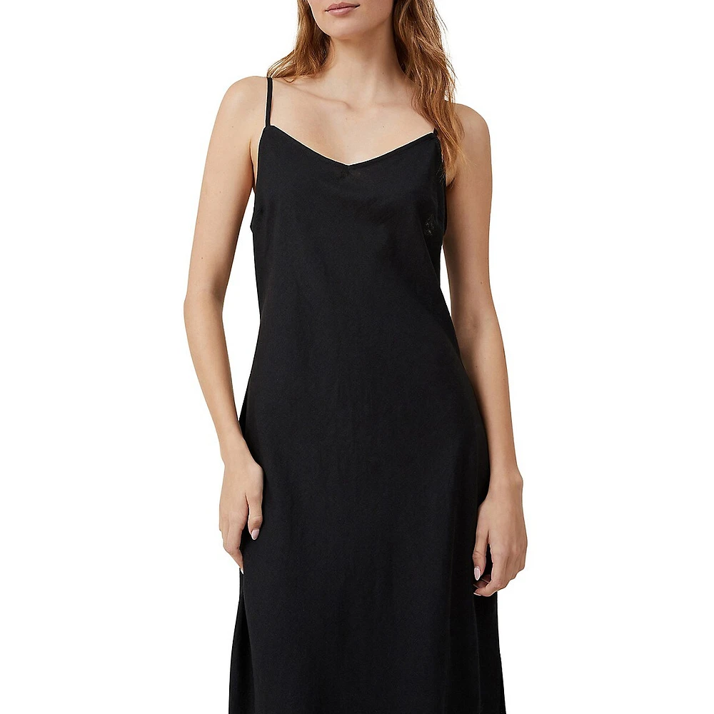 Haven Linen-Blend Midi Slip Dress