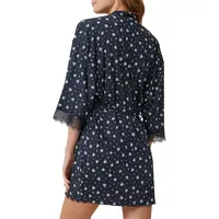 Print Slinky Short Wrap Robe