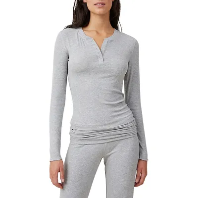 Sleep Recovery Ribbed Henley Top