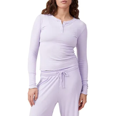 Sleep Recovery Ribbed Henley Top