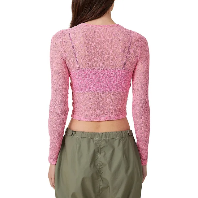 Cotton On Zoey Lace Long-Sleeve Crop Top