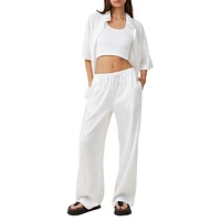 Pantalon large à cordon de serrage en mélange lin Haven