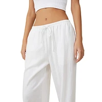Pantalon large à cordon de serrage en mélange lin Haven