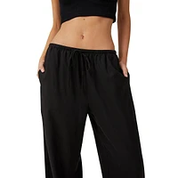 Haven Linen-Blend Wide-Leg Drawstring Pants