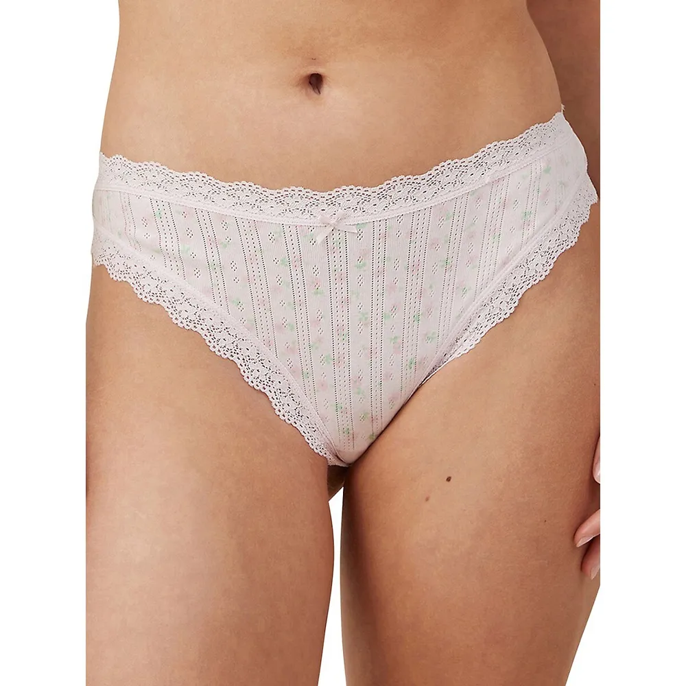 Lace band oraganic cotton Brazilian panty