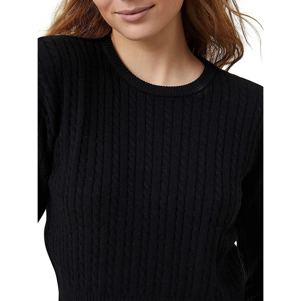 Everfine Cable-Knit Cropped Sweater