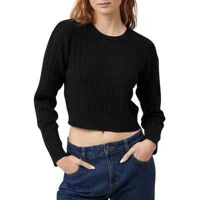 Everfine Cable-Knit Cropped Sweater