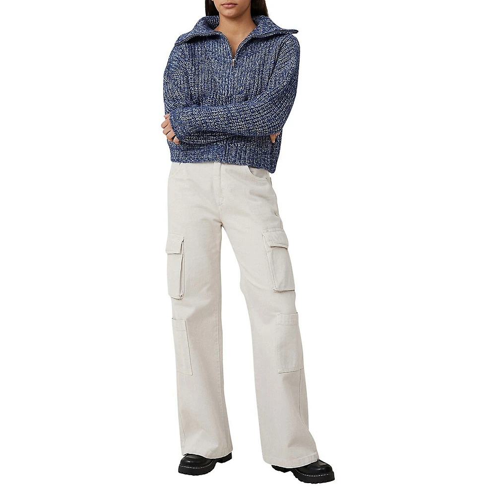 Cardigan en tricot avec fermeture à glissière sur le devant