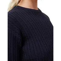 Everfine Cable-Knit Crewneck Pullover