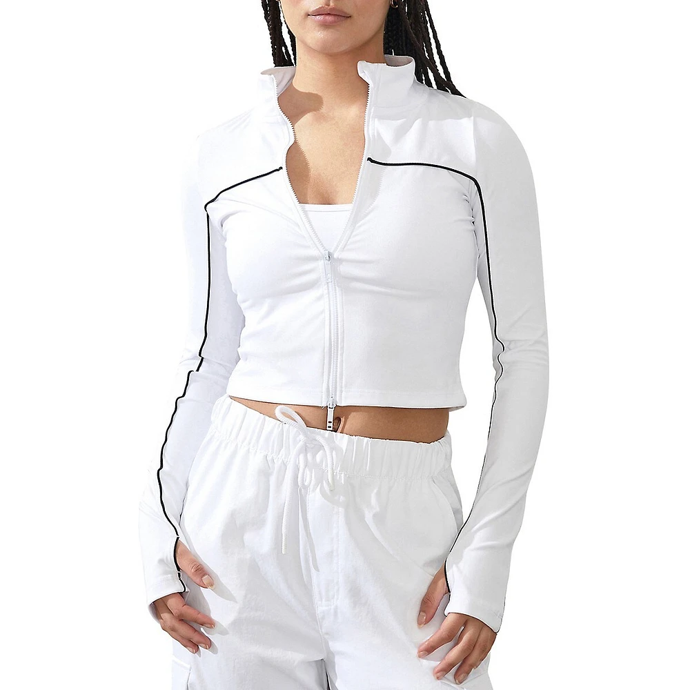 Ultra Soft Zip-Up Cropped Track Jacket