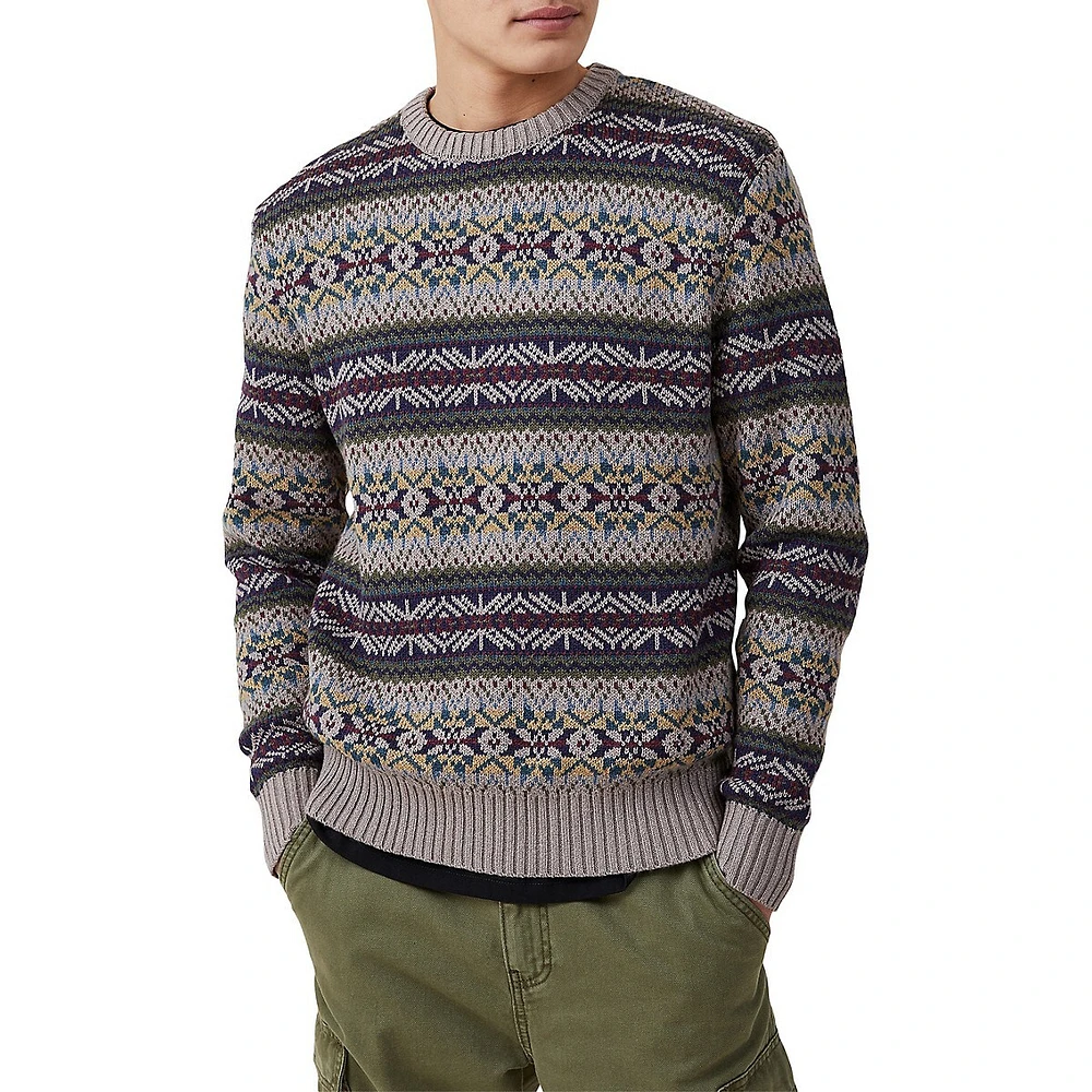 Woodland Knit Fair Isle Crewneck Sweater