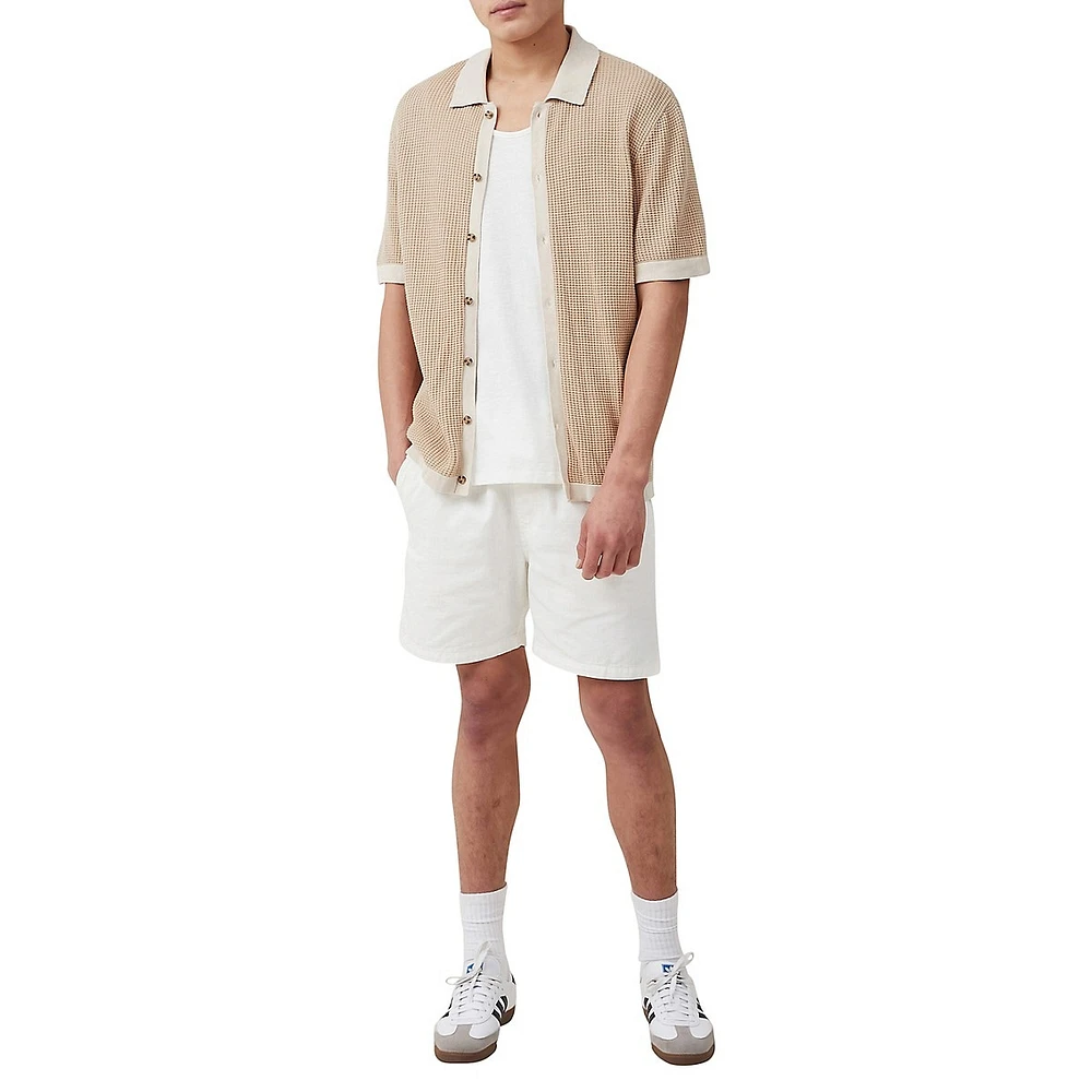 Pablo Two-Tone Knit Short-Sleeve Shirt