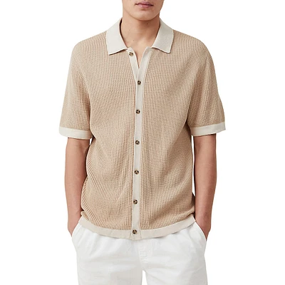 Pablo Two-Tone Knit Short-Sleeve Shirt