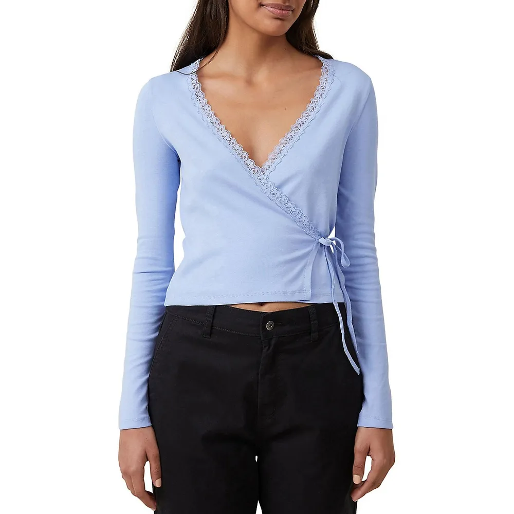 Sammie Wrap-Front Long-Sleeve Top