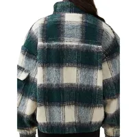 Fluffy Plaid Zip Jacket