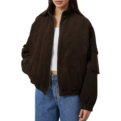 Oversized Cord Bomber Jacket