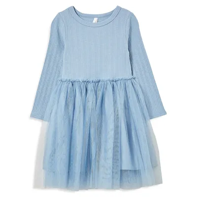 Little Girl's Nova Rib-Knit & Tulle Dress