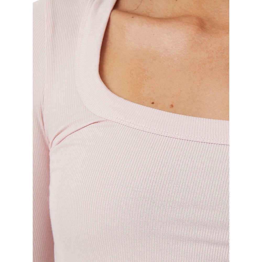 Staple Rib Scoopneck Long-Sleeve Top