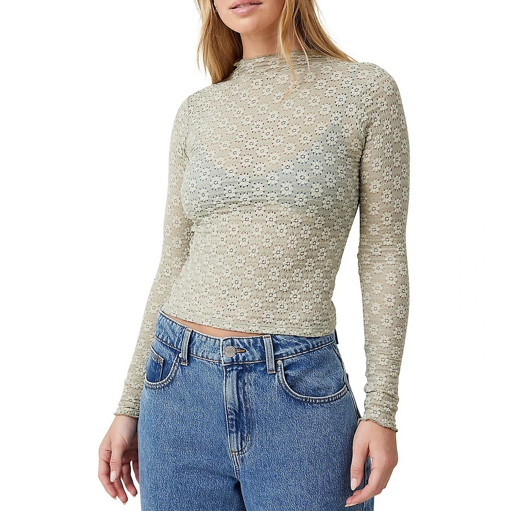 Luna Textured Mockneck Top