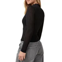 Lena Textured Semi-Sheer Mockneck Top