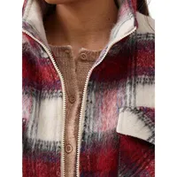 Fluffy Plaid Zip Jacket