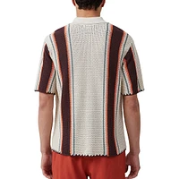 Pablo Border-Stitched Striped Knit Short-Sleeve Shirt