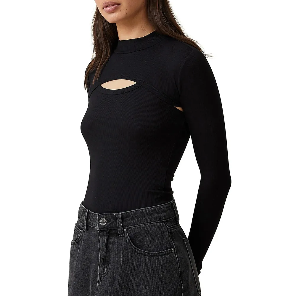 Long-Sleeve Rib-Knit Turtleneck Top 2-Pack for Women