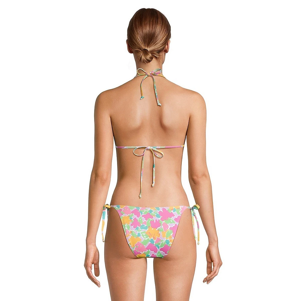 Floral Side-Tie String Bikini Bottoms