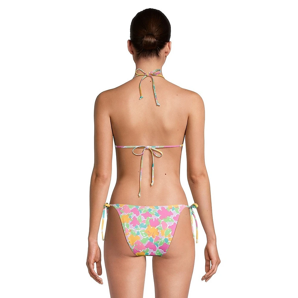 Floral Triangular Padded String Bikini Top