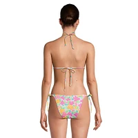 Floral Triangular Padded String Bikini Top
