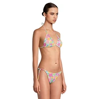 Floral Triangular Padded String Bikini Top