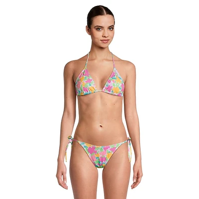 Floral Triangular Padded String Bikini Top