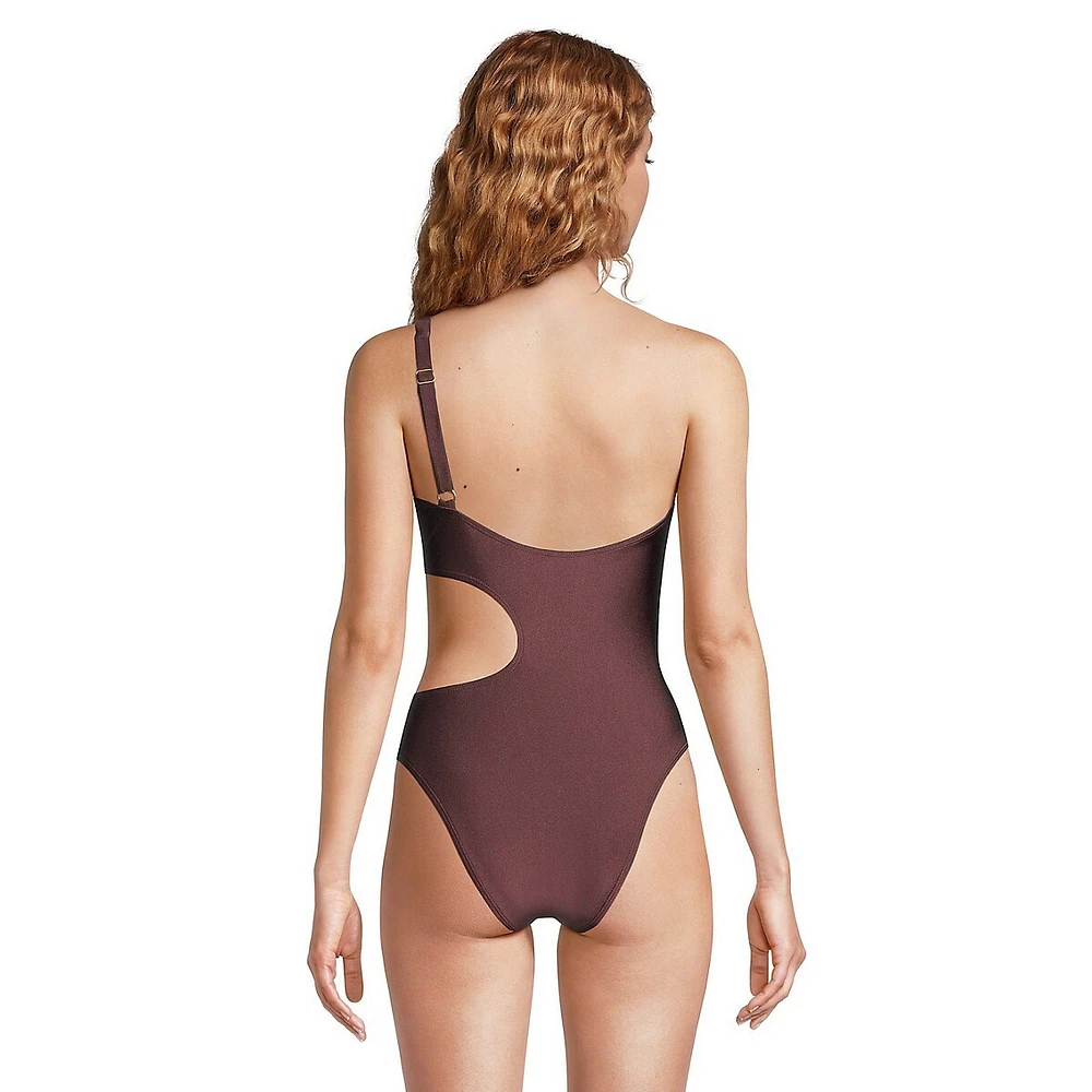 One-Shoulder Cutout One-Piece Swimsuit