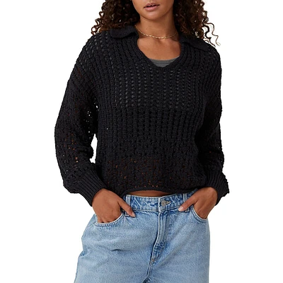 Collared Crochet Pullover